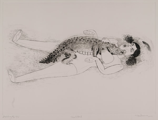 T. Venkanna Croc on Doll, 2022 Etching 40 x 54.6 cm Edition of 20 plus 5 AP