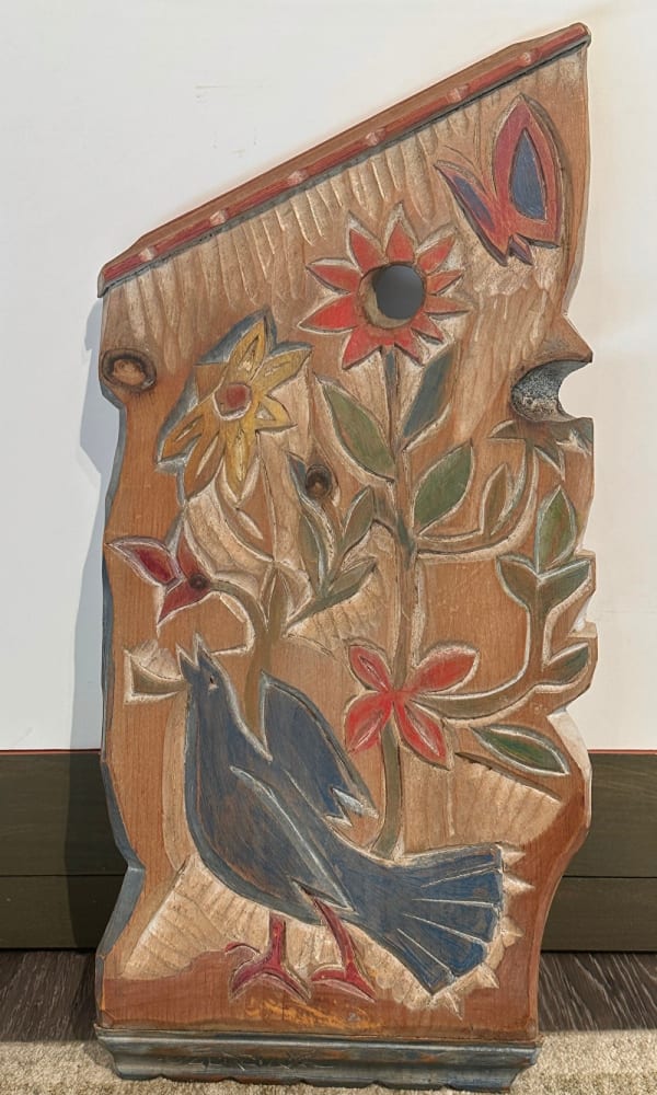 Al Czerepak (1928-1986), "Wood Sculpture with Bird and Flowers"