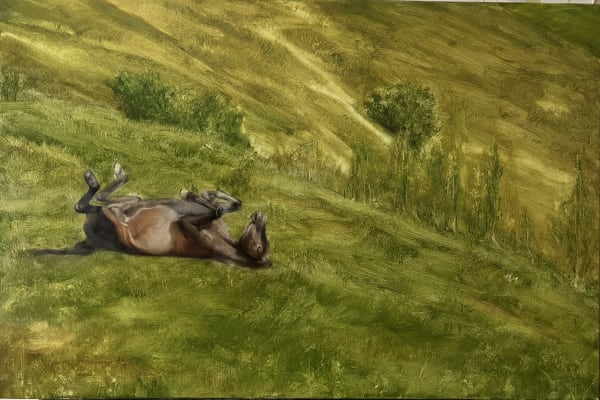 Maryam Yusifaliyeva, Horse lying on a hill field, 2025