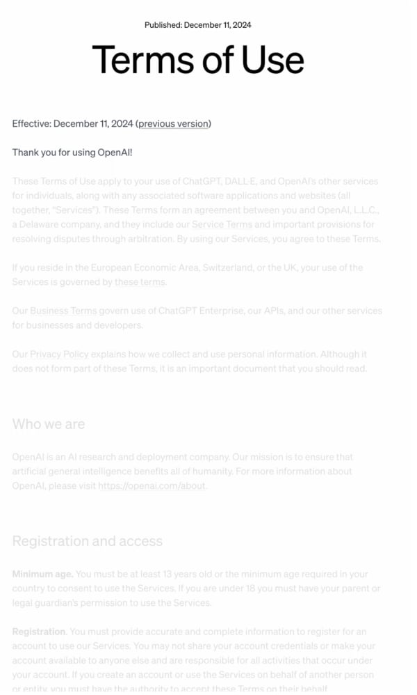 Jake Elwes, Terms & Conditions Opera: A Legalese Libretto, OpenAI Terms of Use, 2024-2025