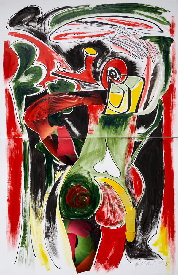 Jane McAdam Freud, A Tail in Red, Gold and Green, 2018