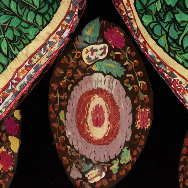 Aziza Kadyri, AI Suzani series: Self-exoticisation Archives III, video still I, 2023