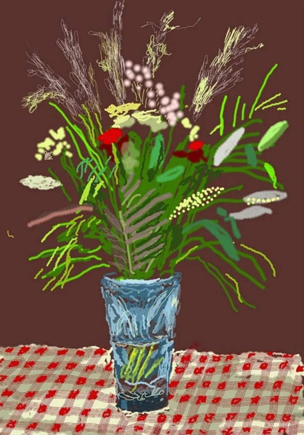 David Hockney, 27th February 2021, Tall Flowers in a Tall Vase, 2021