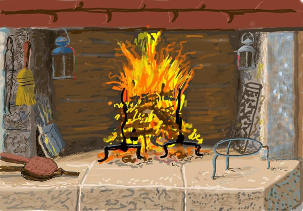 David Hockney, A Bigger Fire , 2020