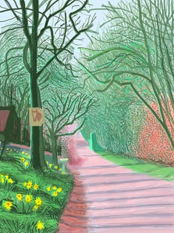 David Hockney, The Arrival of Spring in Woldgate, East Yorkshire, 25th March 2011, 2011