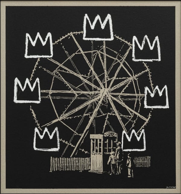 Banksy Banksquiat, 2019 Screen Print on Grey Board 27 3/5 × 27 3/5 in 70 × 70 cm Edition of 300