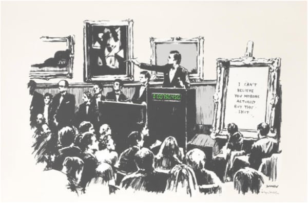 Banksy Morons , 2007 Screenprint in Colours Height 54.4 cm.; Width 73.9 cm Edition of 500 plus 150 signed