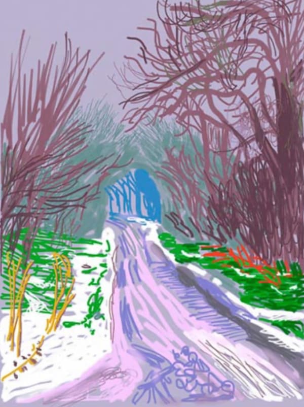 David Hockney, The Arrival of Spring in Woldgate, East Yorkshire, 4 January 2011, 2011