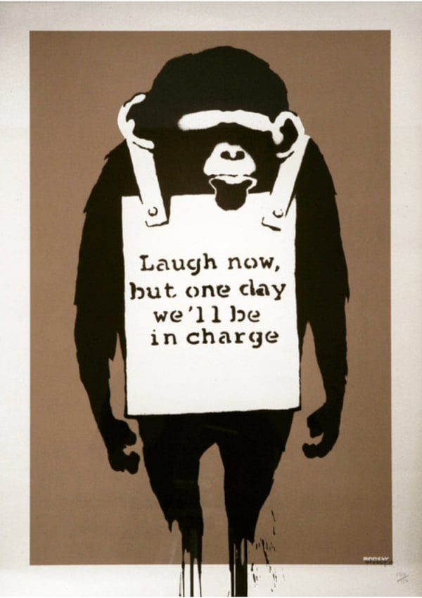 Banksy Laugh Now , 2003 Screenprint in Colours Height 69.4 cm.; Width 49.5 cm Edition of 600 plus 69 artist's proofs