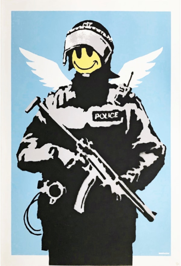 Banksy Flying copper , 2003 Screenprint Height 100 cm.; Width 70 cm Edition of 600