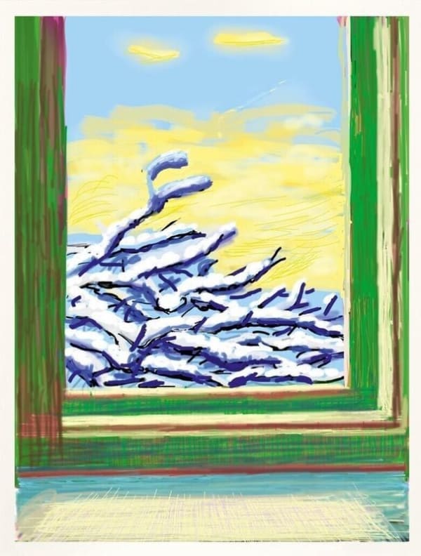 David Hockney No. 610’, 23rd December 2010, My Window, 2019 iPad Drawing printed on paper (8-color inkjet print on cotton-fiber archival paper) 17 x 22 in. Edition of 250
