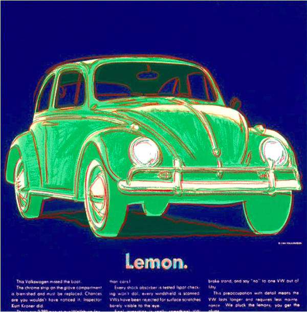 Andy Warhol ADS 11.358 Volkswagen , 1985 Screenprint on Lenox Museum Board 96.5 x 96.5 cm Edition of 190 plus 30 artist's proofs