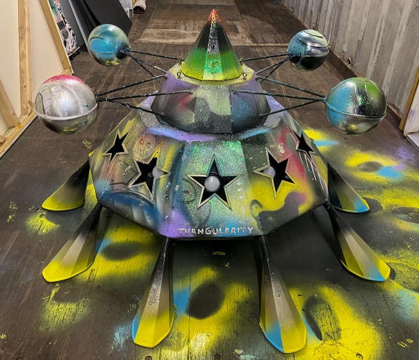 George Clinton & Overton Loyd, Back view of Mothership, 2023