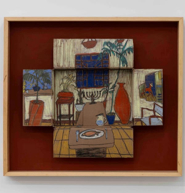 Maria Kalach, Comedor con virgin y pescado, 2024