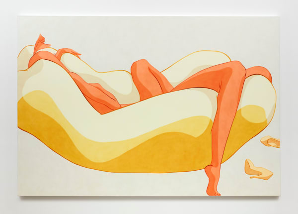 Ivy Haldeman, Full Figure, Lying Lengthwise, Leg Straddles Bun, Both Shoes Off, 2020