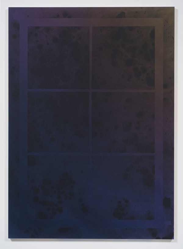 Sayre Gomez, Untitled Painting in Navy Violet and Olive w/ Window Motif, 2014