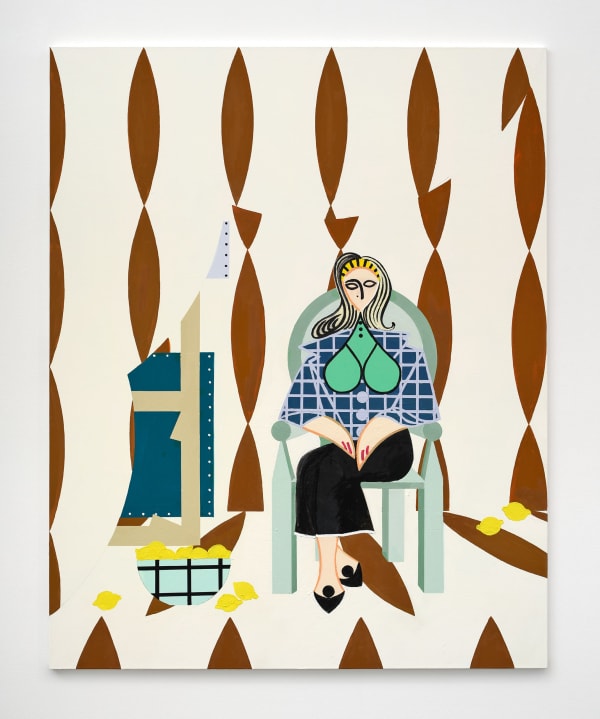 Farah Atassi, Seated Woman with Yellow Hair 3, 2023
