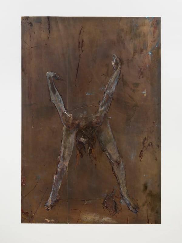Willa Wasserman, Making the shape of the letter x or 'no' with my body reflected in this northwest facing mirror version five, 2023