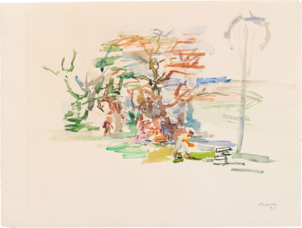 Oskar Kokoschka, Landschaft am See (Im Garten von Villeneuve), 1956