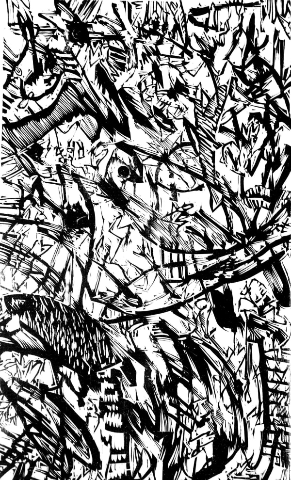 Erich Steininger, "Vor-einander" (aus der Grafikmappe "einander"), 1989