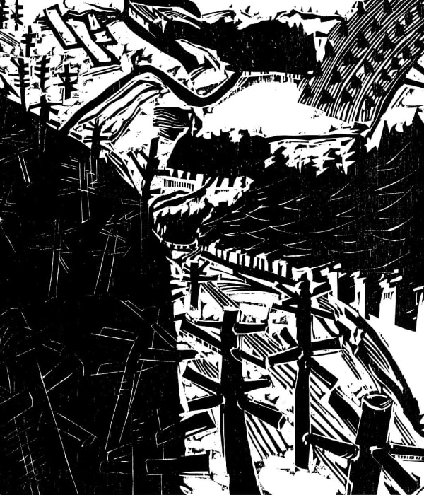 Erich Steininger, "Kleefeld" (Aus dem Grafikzyklus "Waldviertler Landschaft"), 1983