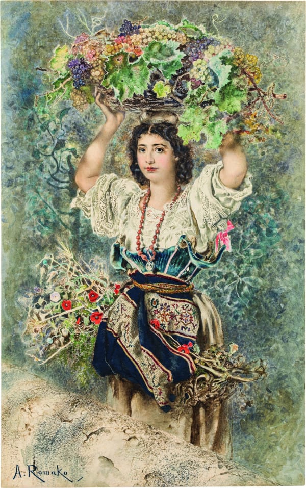 Anton Romako, Italienerin mit Traubenkorb, um 1865