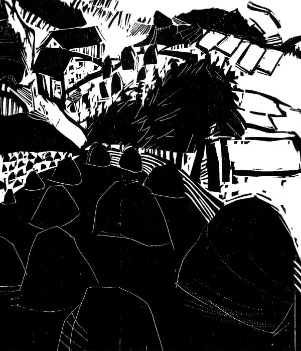 Erich Steininger, "Heuhaufen" (Aus dem Grafikzyklus "Waldviertler Landschaft"), 1983