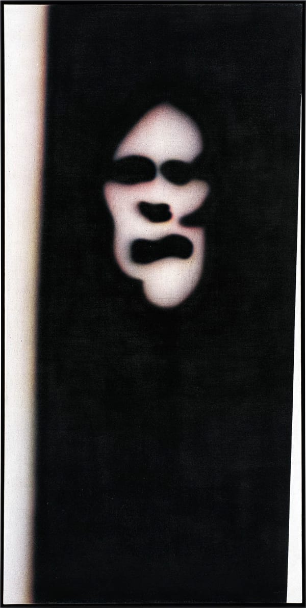 Robert Lettner "Schwarze Schatten - Weisse Balken", 1988 Acryl auf Leinwand (Luftpinsel) 200 x 100 cm