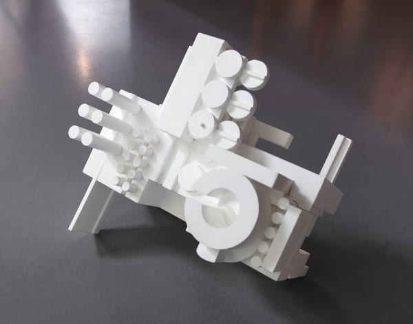 Helmuth Gsöllpointner "Hommage à Daniel Spoerri", Modell für eine der Großplastiken für die Ausstellung im MAK (Variables Objekt, expandierter Zustand), 2003 Porit 16,5 x 33 x 14 cm (expandierter Zustand)