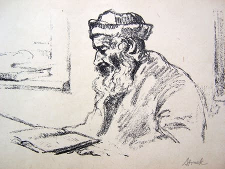 HERMANN STRUCK, Profile of a Jew Reading by the Window
