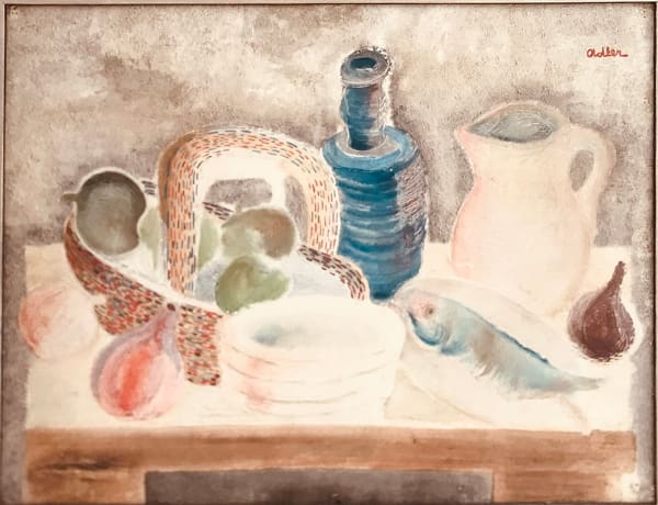JANKEL ADLER, Still Life with Fish and Bottle, circa 1920's