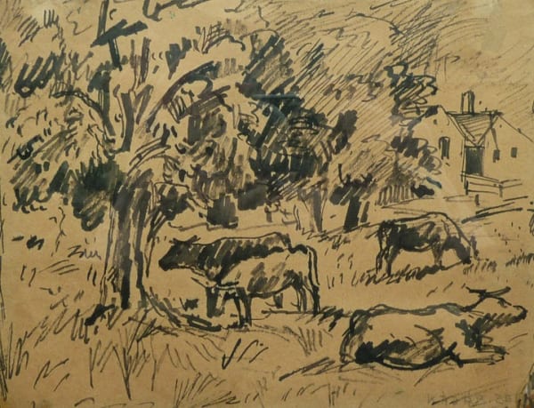 BÉLA KÁDÁR, Cows Grazing, 1920