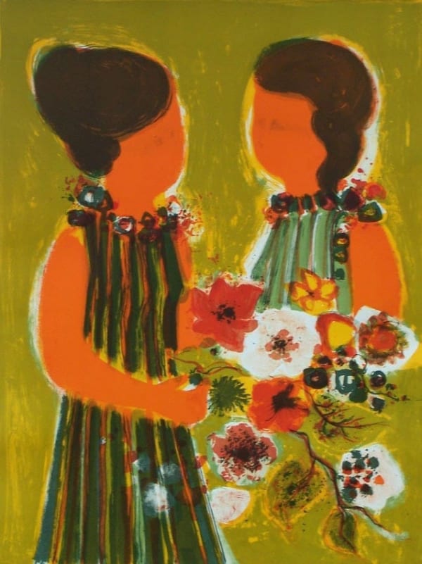 FREDERIC MENGUY, Two Girls with Flowers, ca. 1970