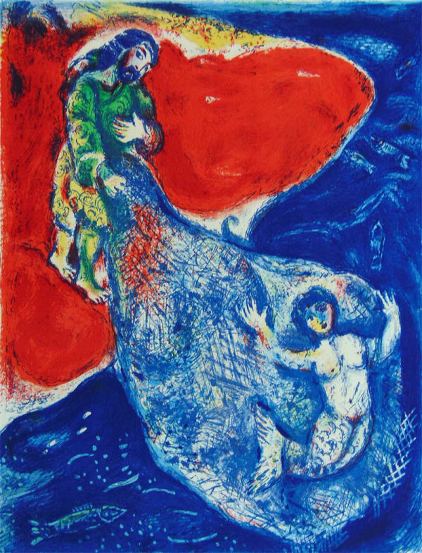 MARC CHAGALL, When Abdullah got the Net Ashore…, from: Four Tales from the Arabian Nights, 1948