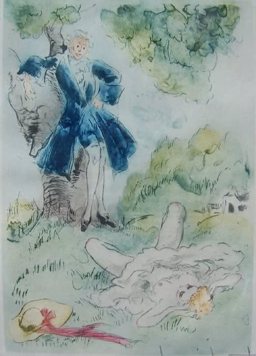 LOUIS ICART, Meadow Maiden from "La Nuit et le Moment", 1946