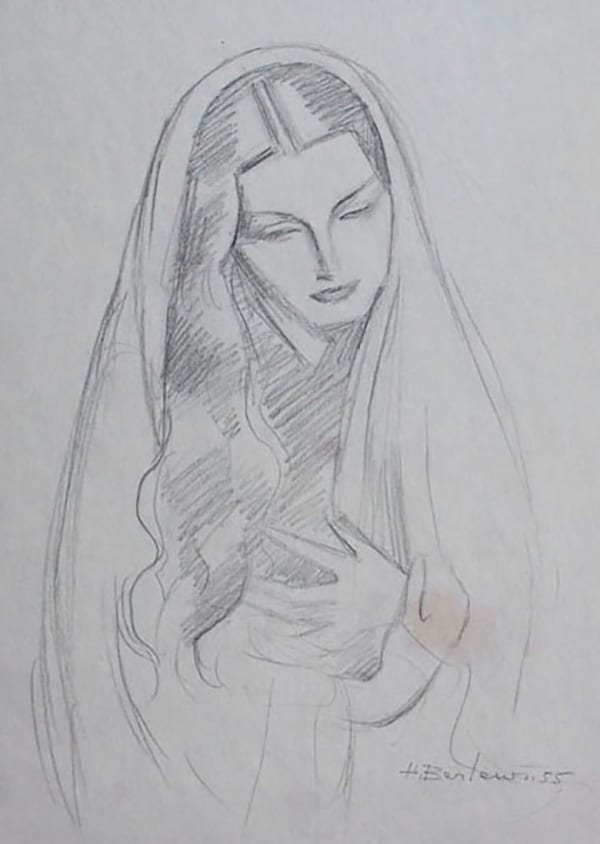 HENRYK BERLEWI, Woman with Long Hair, 1955