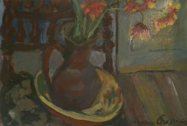 JACQUES CHAPIRO, Vase of Flowers / Woman by the Mirror, ca.1930