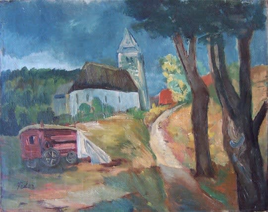 ADOLPHE FEDER, Village Landscape with Carriage, ca. 1930
