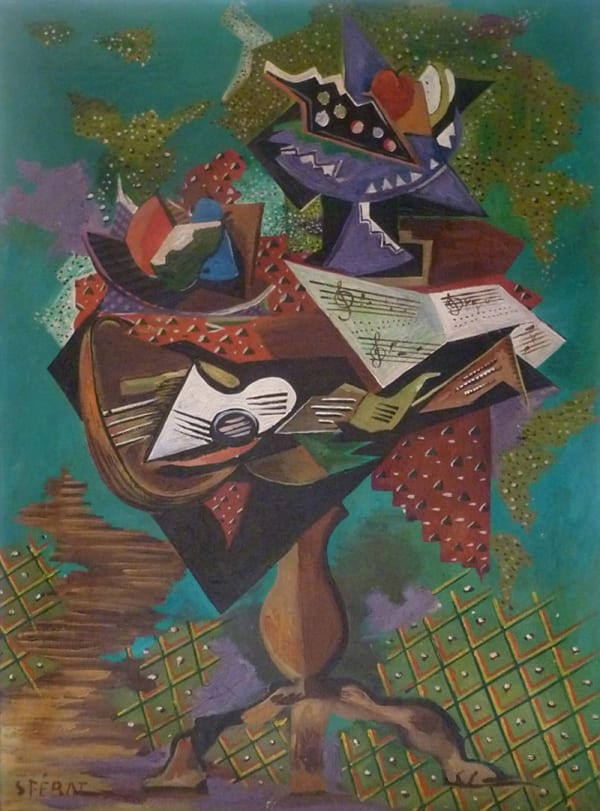 SERGE FERAT, Still Life with Guitar on Gueridon, ca 1945