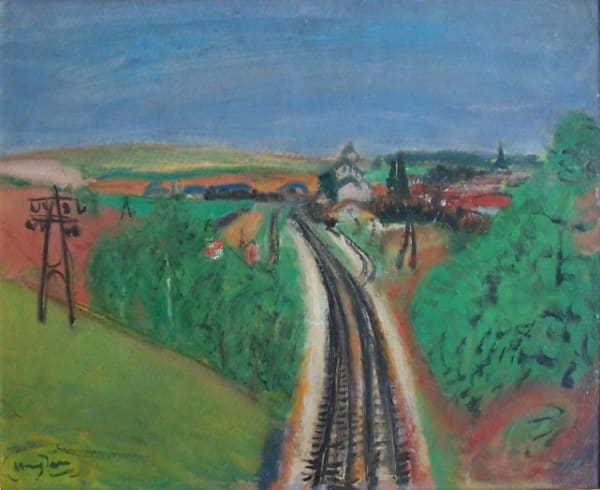 HENRI HAYDEN, Landscape with Train-rail / Chemin de Fer a Mareil-sur-Ourcq,, ca. 1955