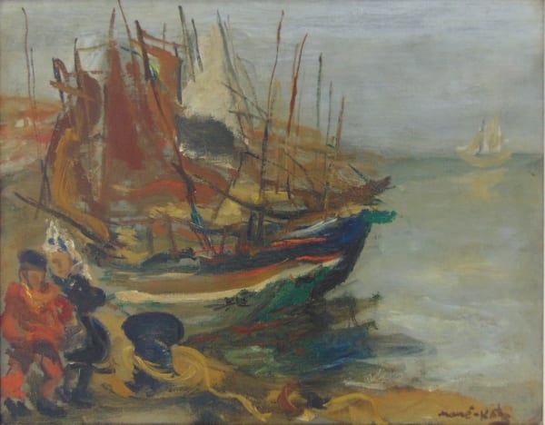MANE KATZ, Fishermen by the Boats, ca. 1941