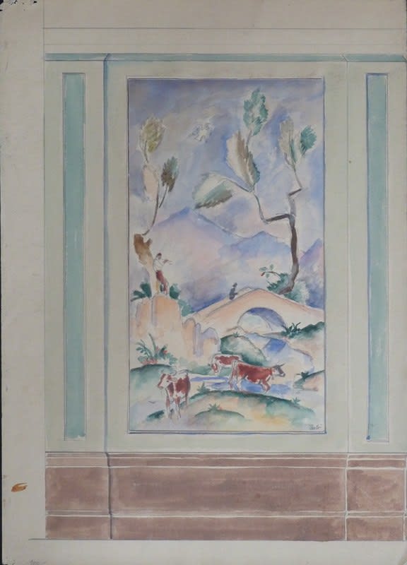 JOZSEF BATO, Landscape with Cows, circa 1920's