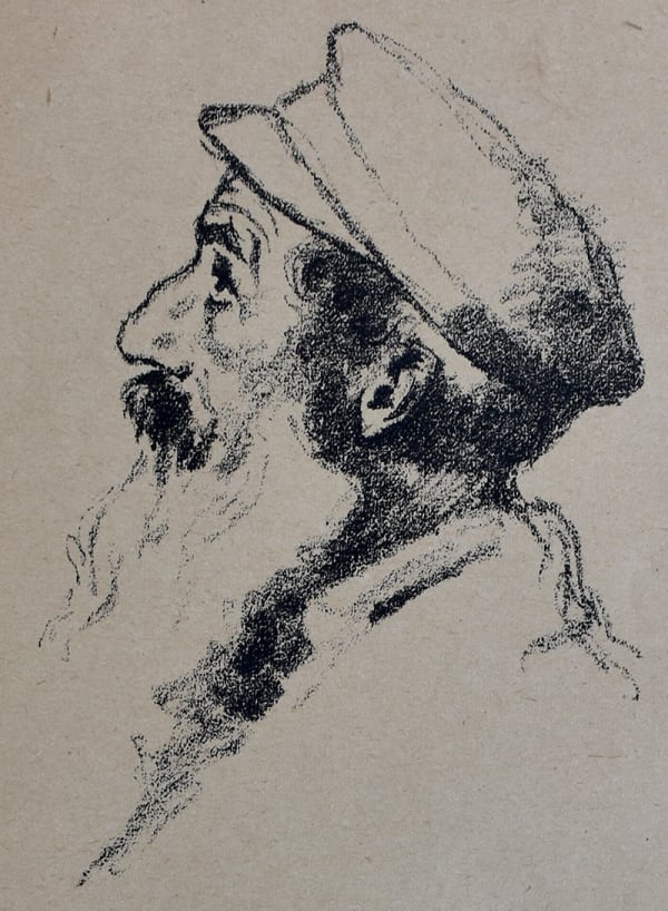 HERMANN STRUCK, Old Jewish Man with Hat, from: Sketches from Russia – Jews of the East | Alte Jude mit Mütze: Skizzen aus Russland. Ostjuden, ca. 1916