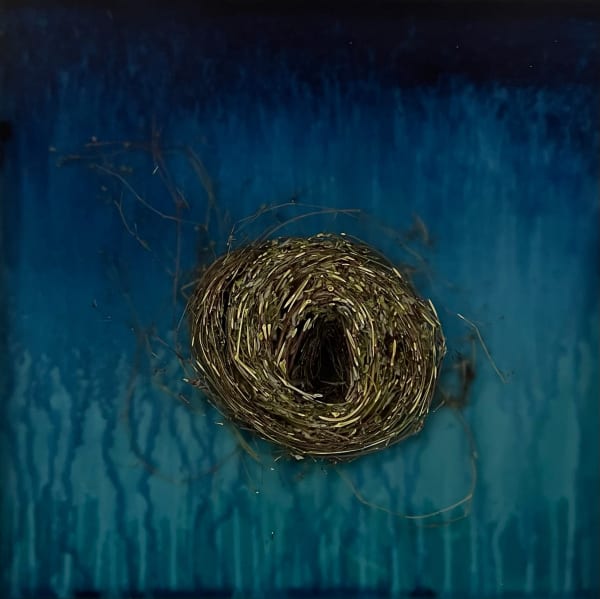 Mayme Kratz blue resin and spurge on panel nest at gilman contemporary sun valley