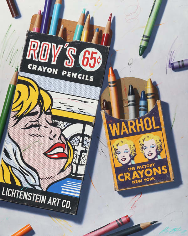 ben steele oil painting of colored pencils and crayons gilman contemporary