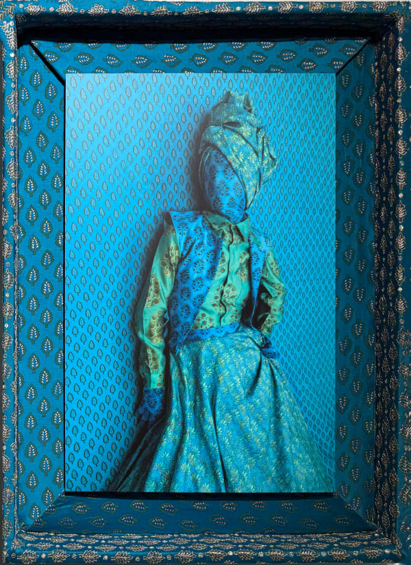 Alia Ali photography with handmade fabric frame at gilman contemporary