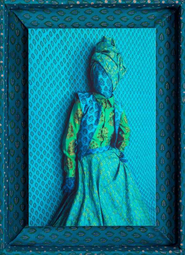 Alia Ali photography with handmade fabric frame at gilman contemporary