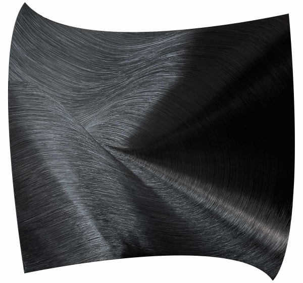 James Austin Murray play of light on black pigment with undulating striations available at Gilman Contemporary