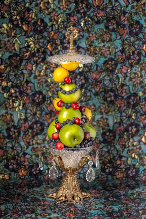 jp terlizzi apples berries and lemons balancing in glass bowl