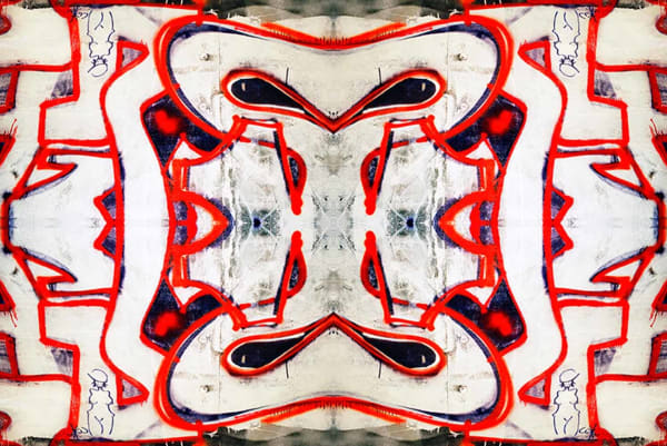 red and white graffiti scene in Paris by Laurie Victor Kay